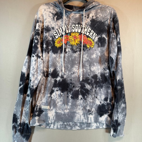 Simply Southern Nature Cures All Wounds TieDye Hoodie Womens Lg Grey/Black NWT - Picture 5 of 5